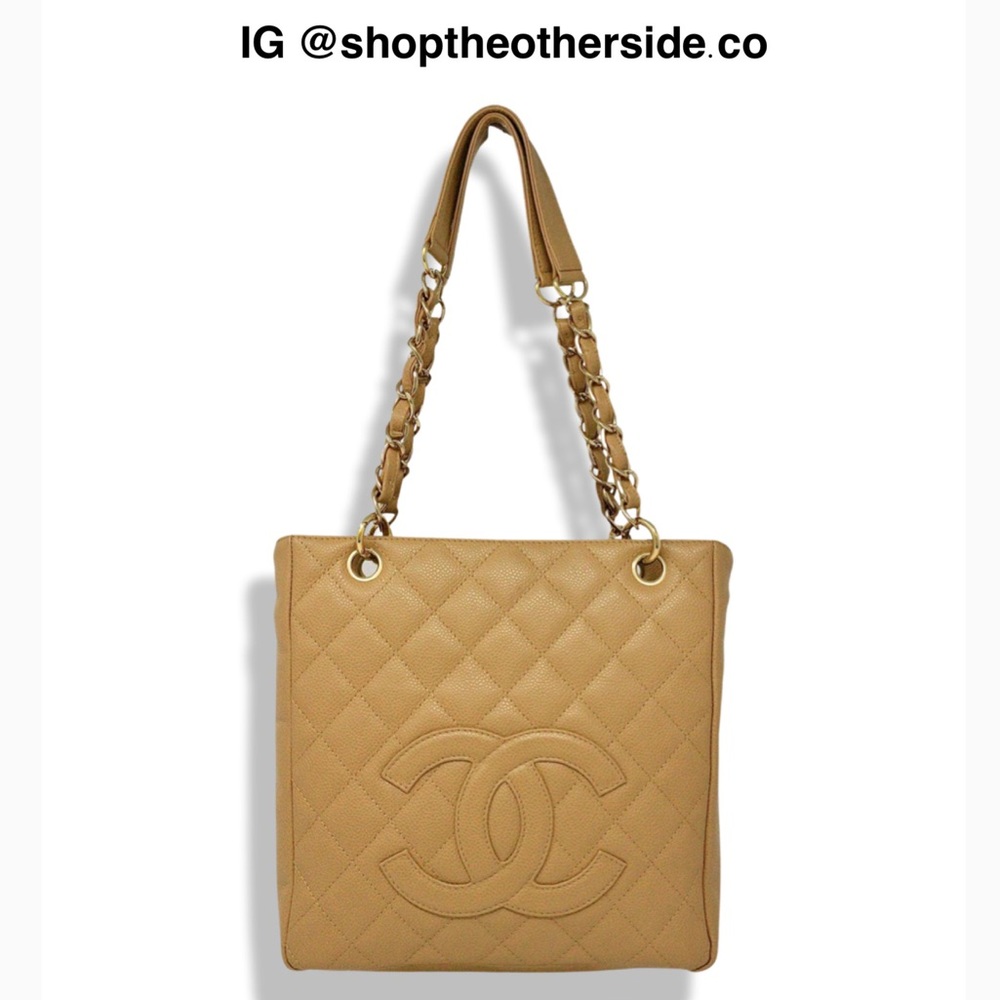 Chanel Caviar Petit Shopping Tote PST in Beige